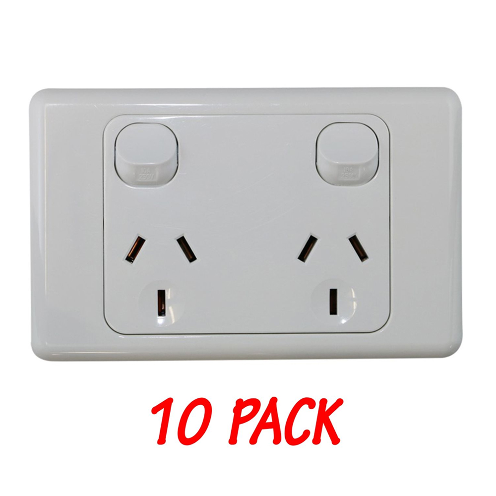 10 x Double 10AMP Power Point GPO White Electrical Supplies Standard SAA
